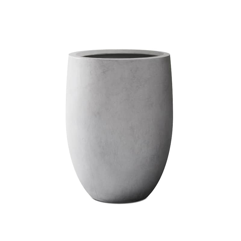 Plantara 22"H Natural Tall Concrete planter, Modern Decorative Pot with Drainage Hole & plug, Round Plant pot for Outdoor