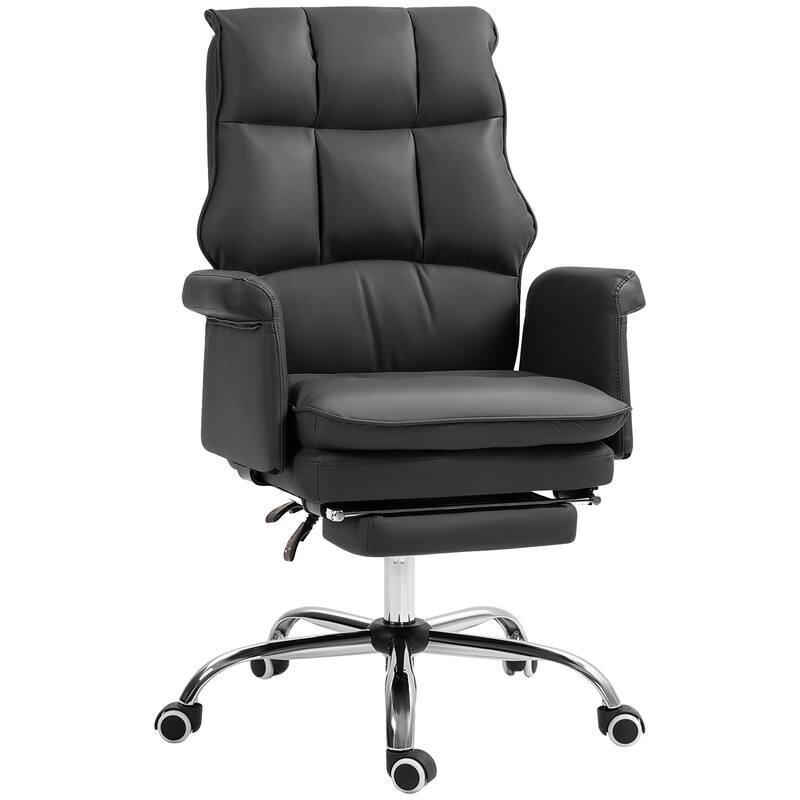 Ergonomic Reclining Office Chair with PU Leather Upholstery, Footrest, and 360° Swivel Wheels for Work or Home Use