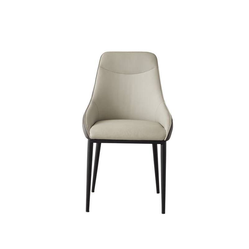 Modern Dining Chairs Set of 2, PU Leather Armless Accent Chairs, Upholstered Side Chairs with Soft Backrest and Metal Legs