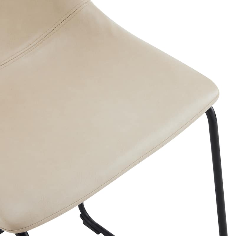 Faux Leather Bar Stools Set of 2, Counter Height Bar Stool with Back, Kitchen Island Chairs with Metal Legs and Footrest