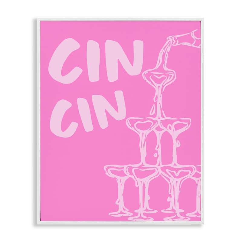 Stupell Pink Champagne Tower Framed Giclee Art Design By House of Lulu - 11 x 14 - White