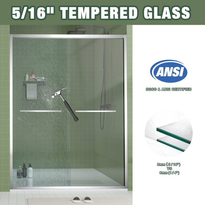Topcraft 56“-60 ”W x 70 "H Aluminum Framed Sliding Shower Door - 60*70