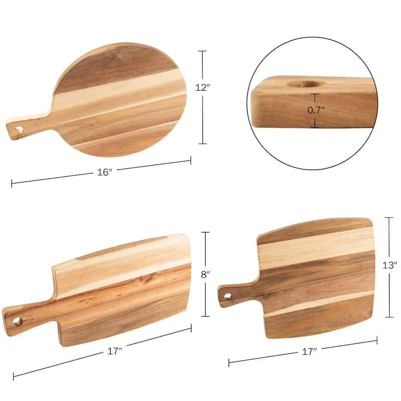 Cutting Boards for Kitchen - 3-Piece Acacia Wood Cutting Board Set with by Classic Cuisine