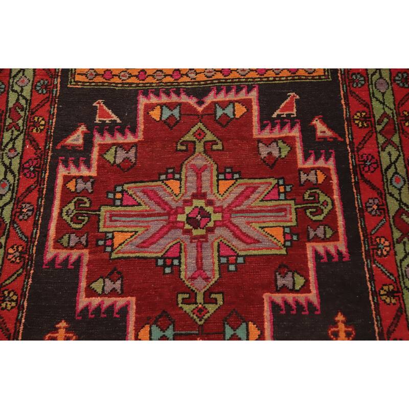 Hand Knotted Oriental 100% Wool Carpet Traditional Tribal Multi-Colored Ardebil Runner Rug - 10' 6'' X 3' 7''