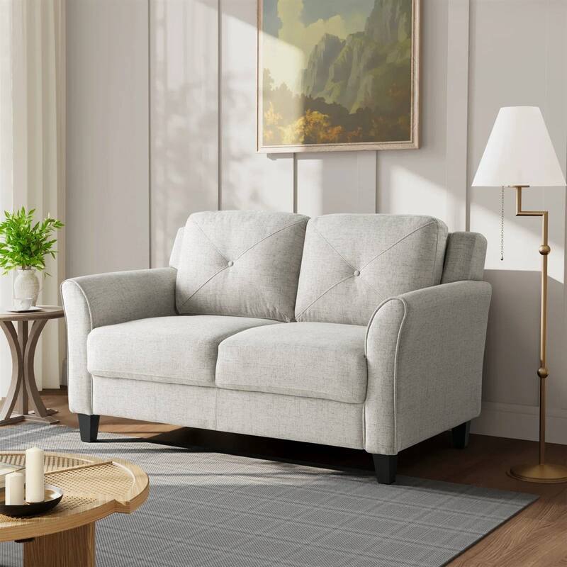 Modern 2-Seater Upholstered Microfiber Loveseat Sofa with Tufted Cushions for Living Room - 32.7'' H x 56.3'' W x 31.5'' D