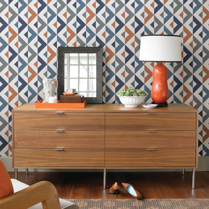 A-Street Prints Seesaw Multicolor Geometric Faux Linen Wallpaper