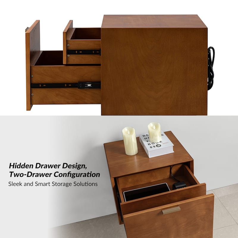 Isabel Mid-century 2- Drawer Wood Nightstand Sets of 2 by HULALA HOME