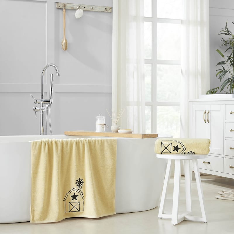 Black Barn w/ Mill Creme Bath Towel Set of 2 27x54