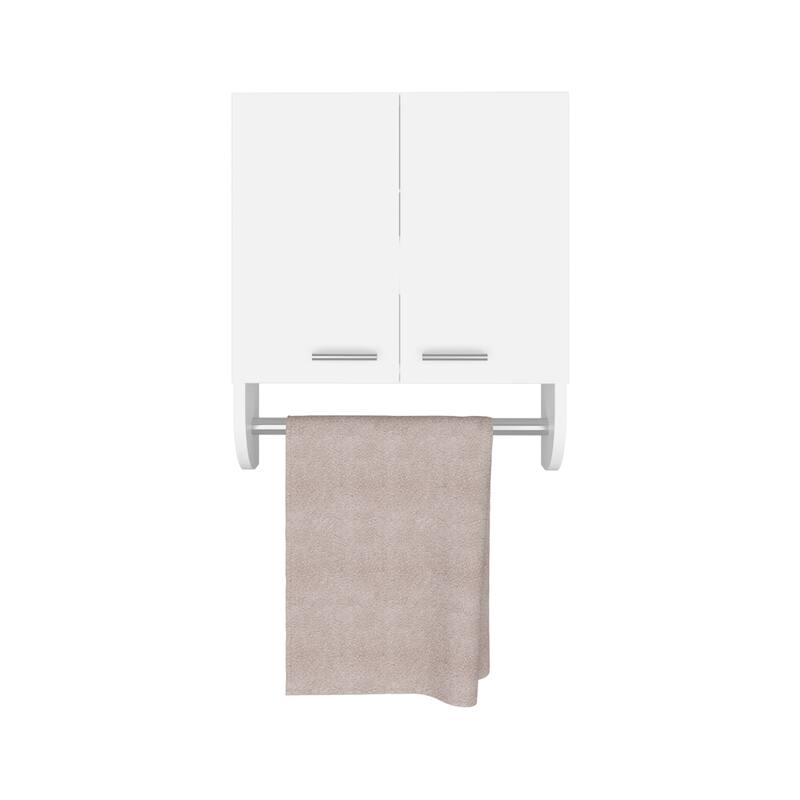 Space-Saving Wall-Mounted Medicine Cabinet with 2 Shelves and 2 Doors, White Finish, Compact Design