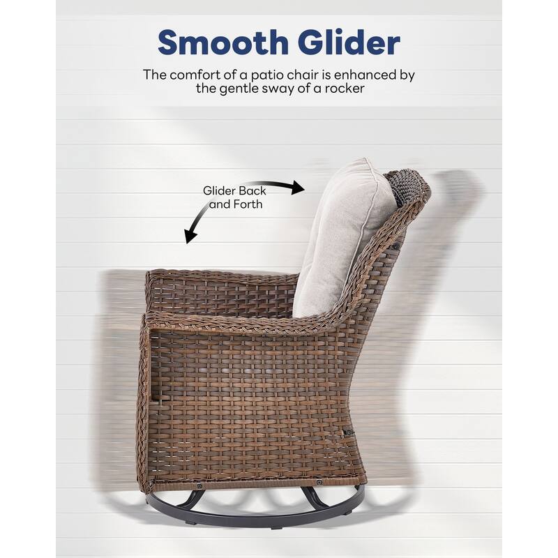 Outdoor Patio 2 Swivel Chairs with Side Table