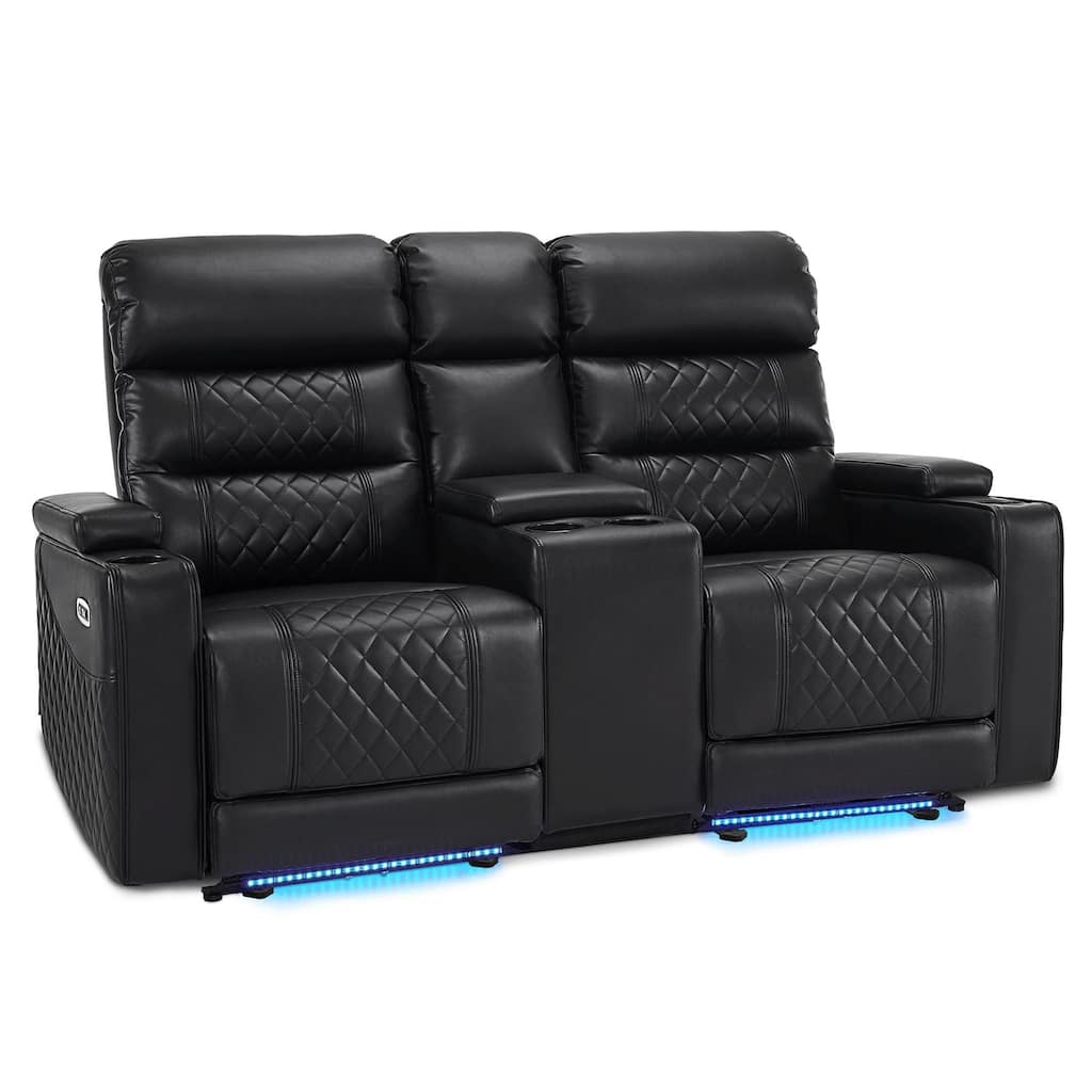 MCombo Power Reclining Loveseat Sofa with Adjustable Headrests and Console, Home Theater Seating with Armrest Storage HTS480