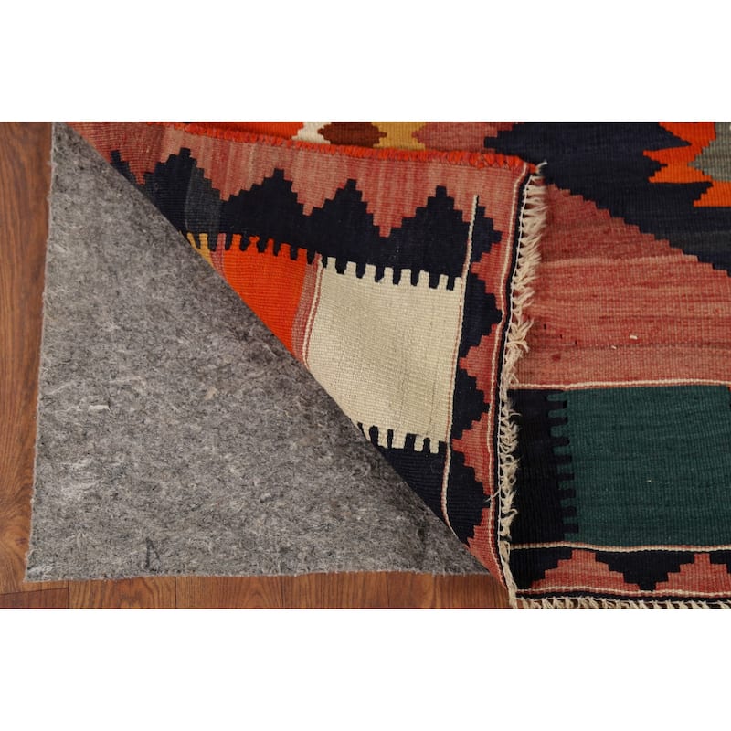 Vegetable Dye Kilim Qashqai Persian Rug Hand-Woven Vintage Wool Carpet - 4'4"x 6'6"