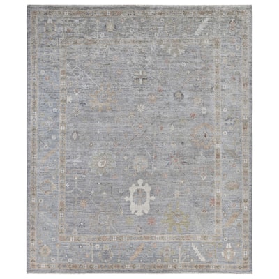 Oushak One-of-a-Kind Hand-Knotted Area Rug - Gray - 8' 4" x 9' 11"