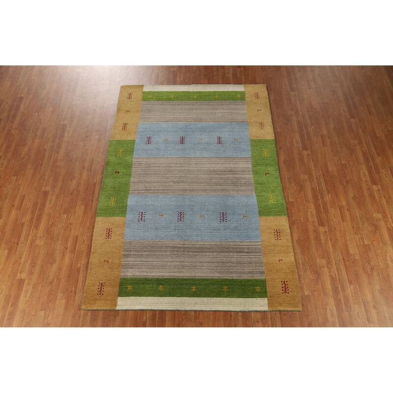Hand Knotted Oriental 100% Wool Carpet Tribal Animal Pictorial Multi-Colored Gabbeh Area Rug - 9' 10'' X 6' 5''