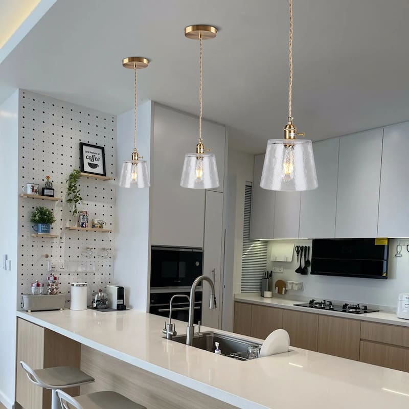 1-Light Vintage Pendant Light Amber Glass Pendant Light