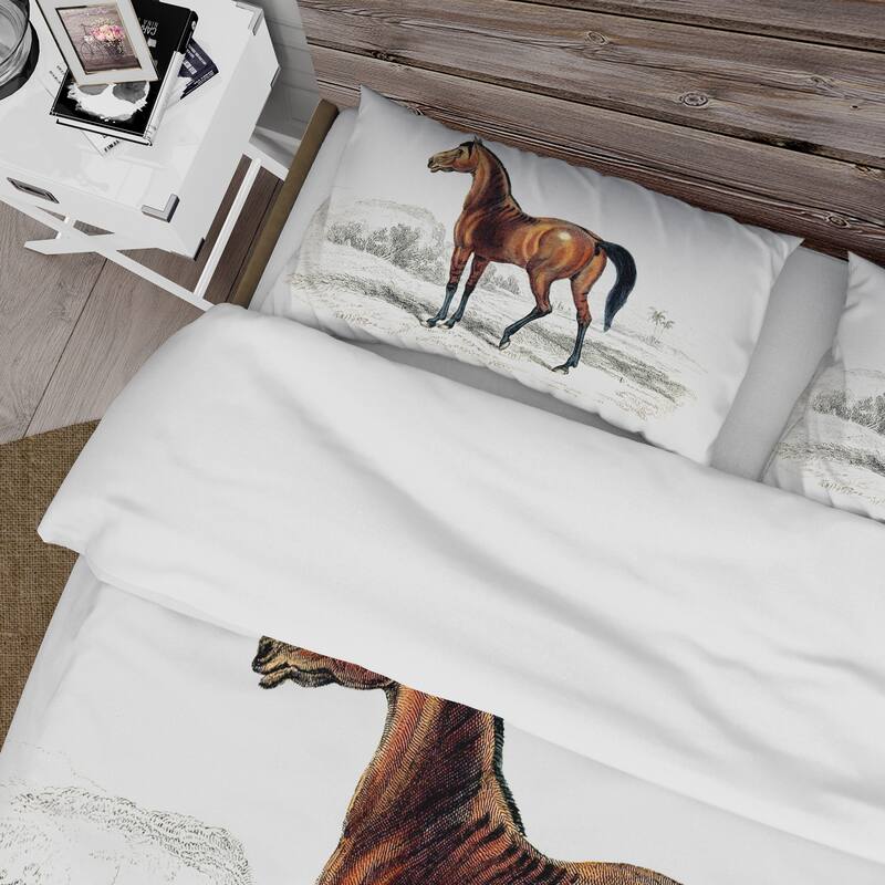 Designart 'Vintage Horse' Farmhouse Duvet Cover Comforter Set