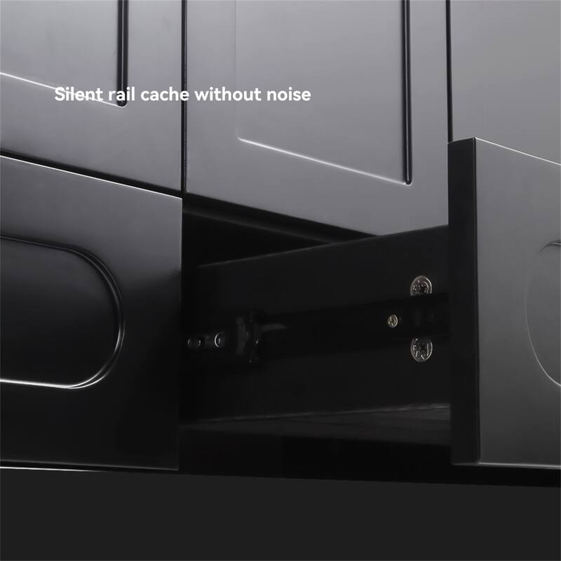 48" Black Bathroom Vanity with Ceramic Sink Combo