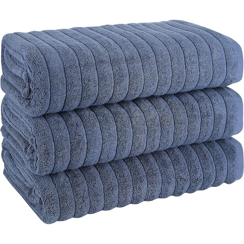 Classic Turkish Towels 100% Turkish Cotton Bath Sheets Plush Ribbed 3 Piece 40x65" - 40x65