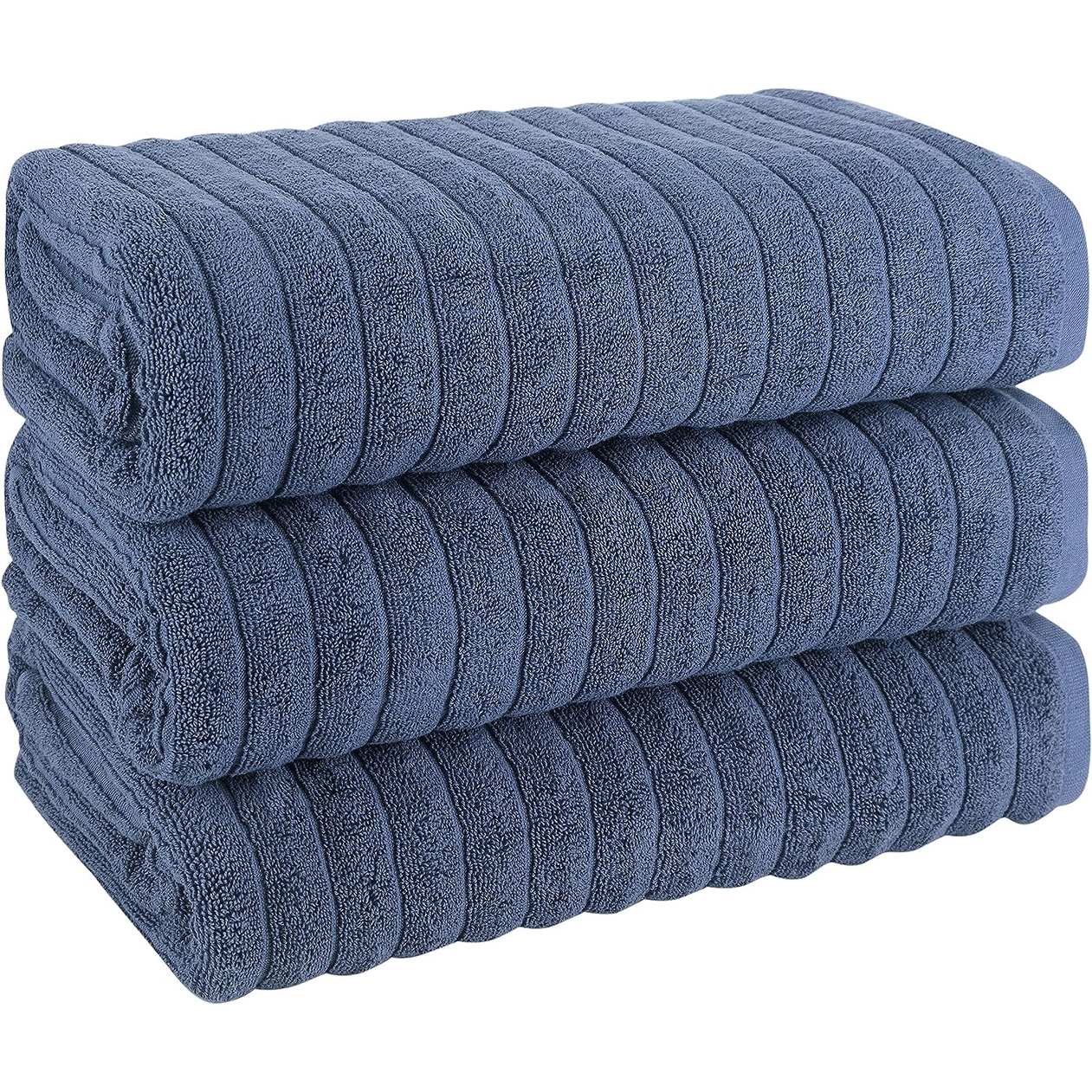 Classic turkish towel cotton ribbed bath sheet towel set of 3 discount