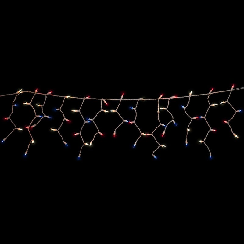 105ct Red Clear Blue Christmas Mini Icicle Lights - 6.5ft White Wire