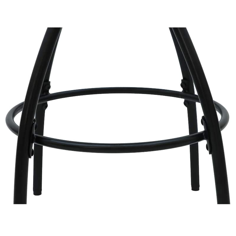 Modern Set of 2 Backless Bar Stools with Round White Print Seat and Black Metal Frame - 14.37"Dia x 29.92"H