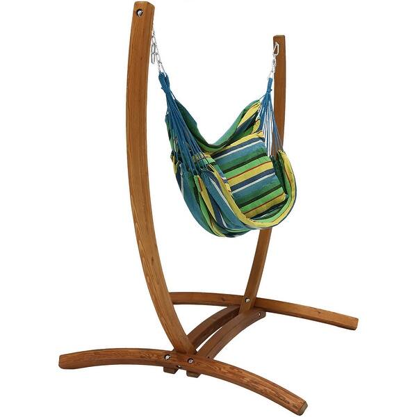 Shop Sunnydaze Hanging Hammock Chair Swing With Wooden Stand Ocean Breeze Baby Blue Baby Blue Overstock 16931345