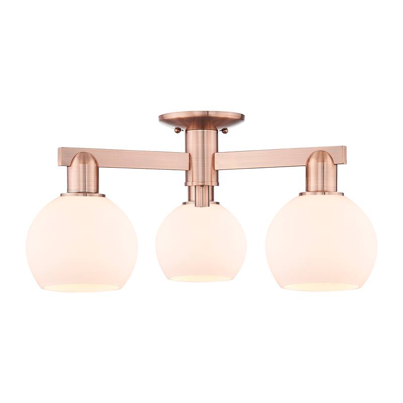 Innovations Lighting Endless Possibilities Arcadia - Athens - 3 Light 23" Semi-Flush Mount - Antique Copper/Matte White