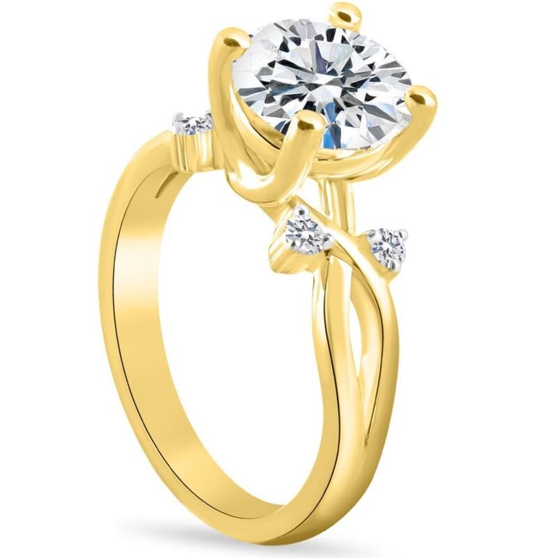 2 5/8Ct Moissanite & Diamond Twist Engagement Ring in Yellow Gold