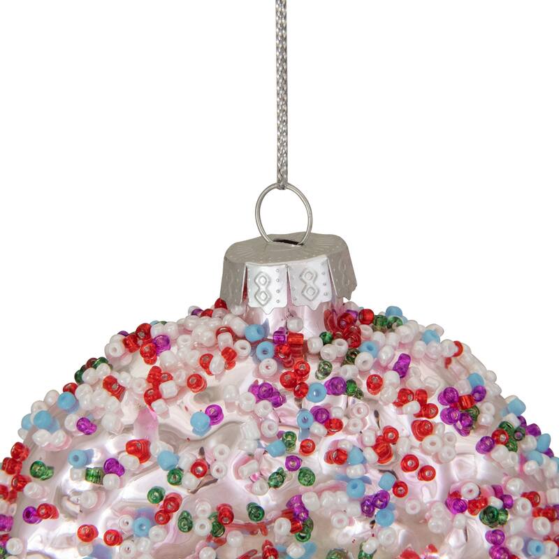 3.75" Pink Doughnut with Sprinkles Glass Christmas Ornament