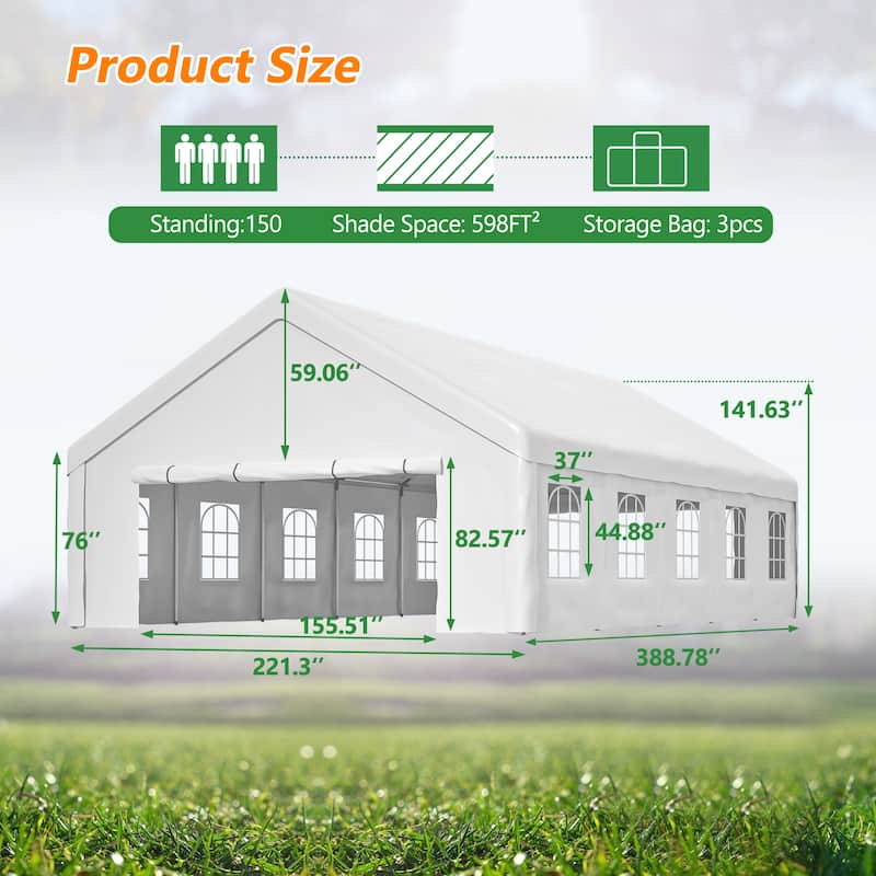 GDFStudio - Amelia Spacious Outdoor Party Tent with Removable Sidewalls and Storage Bags