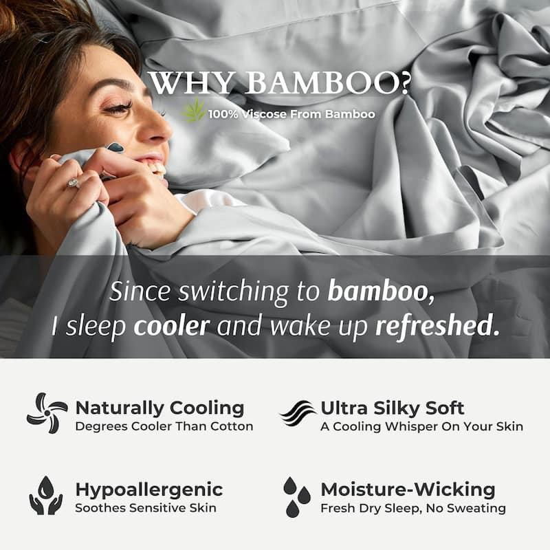 BedVoyage 100% viscose from Bamboo Bed Sheet Set, Split King - White