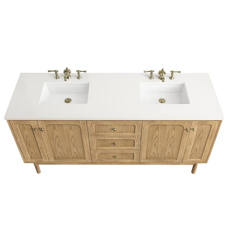 James Martin Vanities Laurent 72" Double Vanity, Light Natural Oak