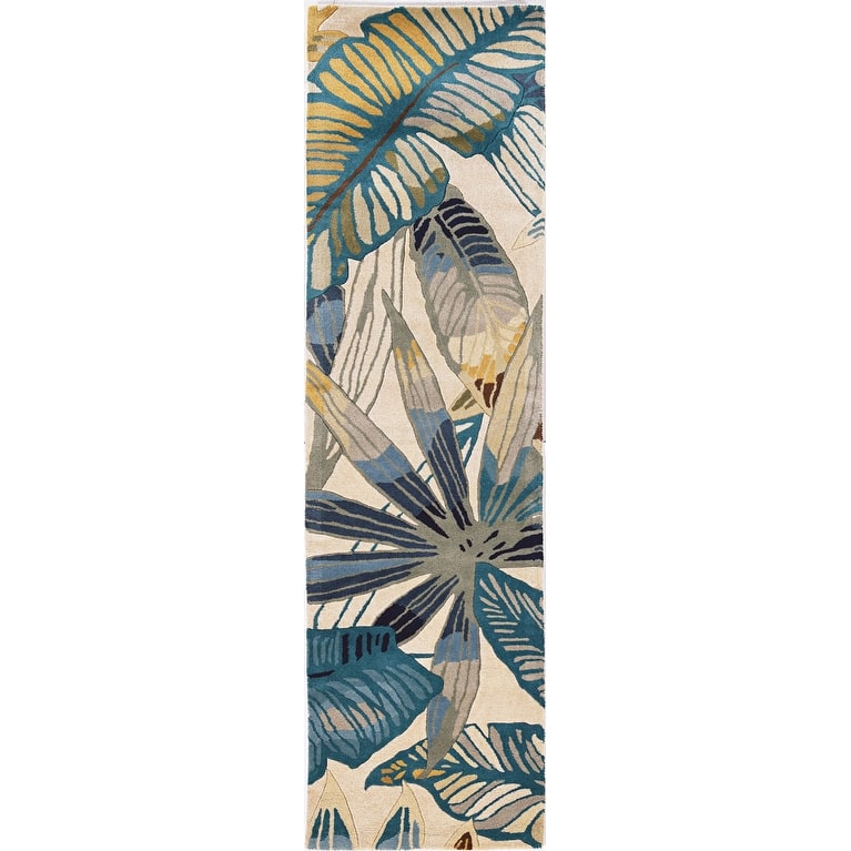 Porch & Den Hand-tufted Wool Tropical Leaf Area Rug