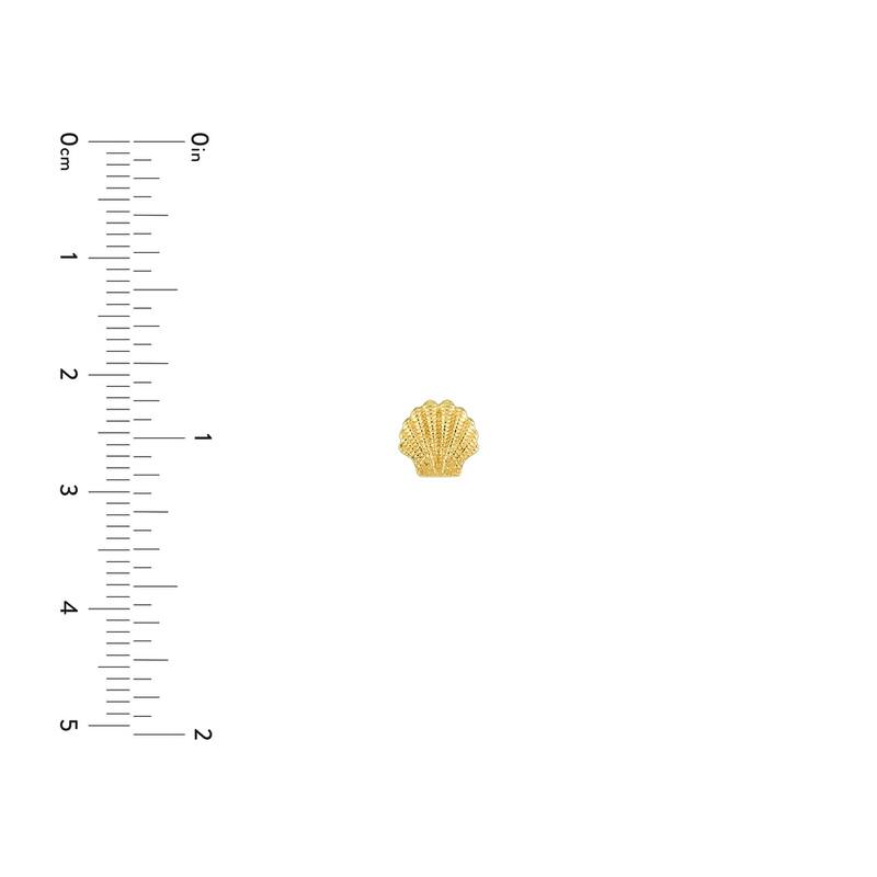 Curata 14k Yellow Gold 6mm Small Textured Seashell Stud Earrings