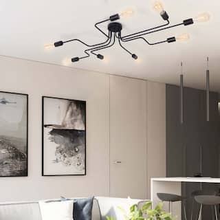 8 - Light Mid-Century Modern Industrial Spider Shape Circuit Board Semi-Flush Mount