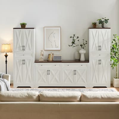 Framehouse 4-Piece Wall Unit Entertainment Center with Cabinet for TVs Up to 70"