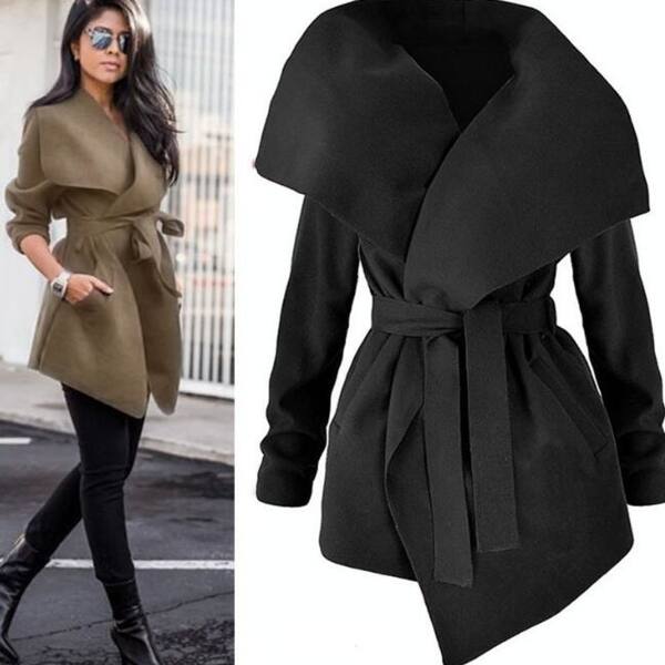 Shop Women S Coats Turn Down Shawl Collar Earth Tone Check Jacket