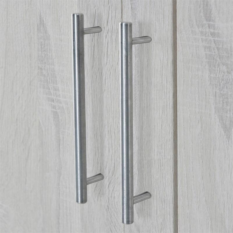4 Door Wardrobe Bedroom Closet with 3 Storage Drawers, Solid Wood Armoire Clothes Organizer with Hanging Rods & Storage Shelves