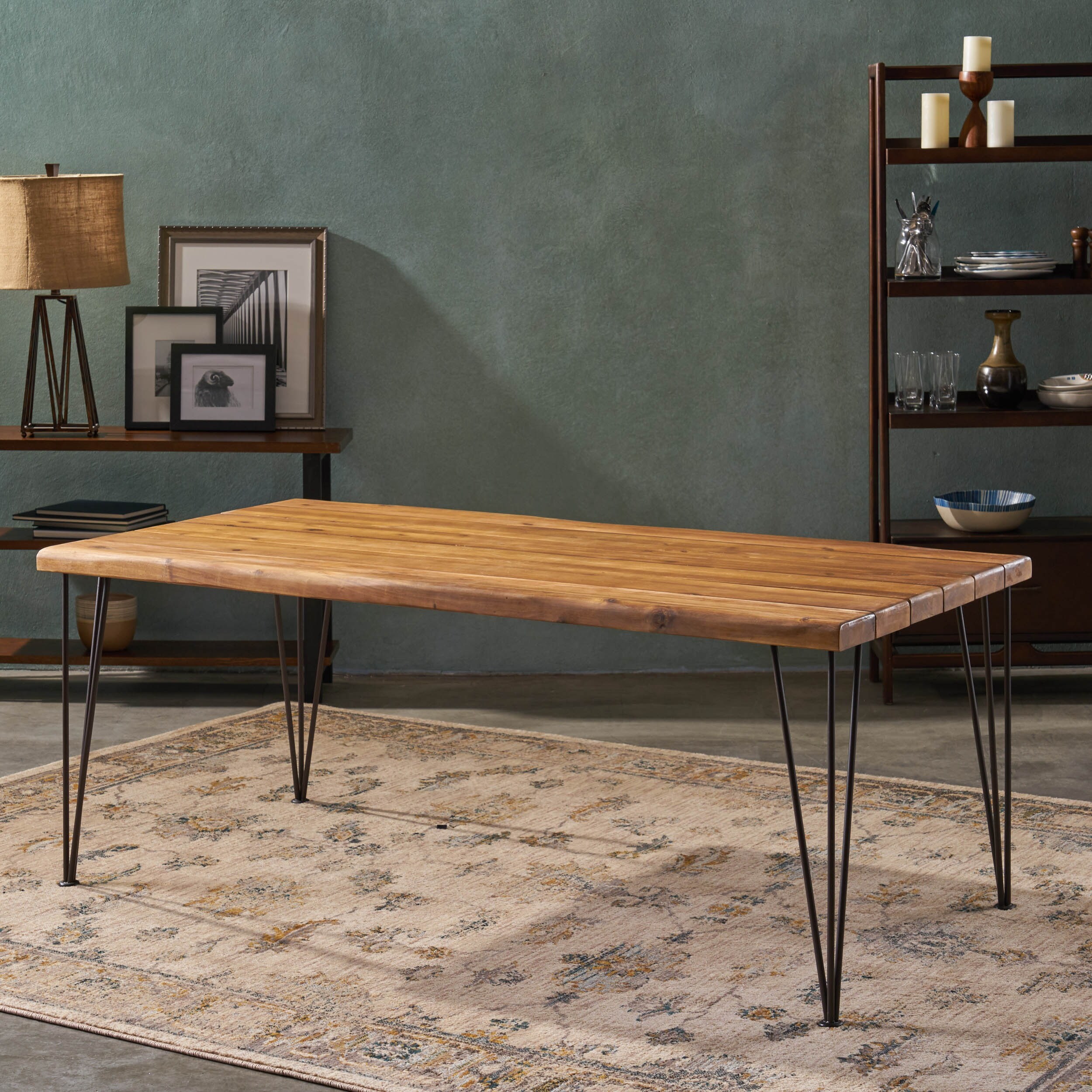 Zion Acacia Wood 72 Inch Dining Table By Christopher Knight Home Teak Finish Rustic Metal Overstock 24152026
