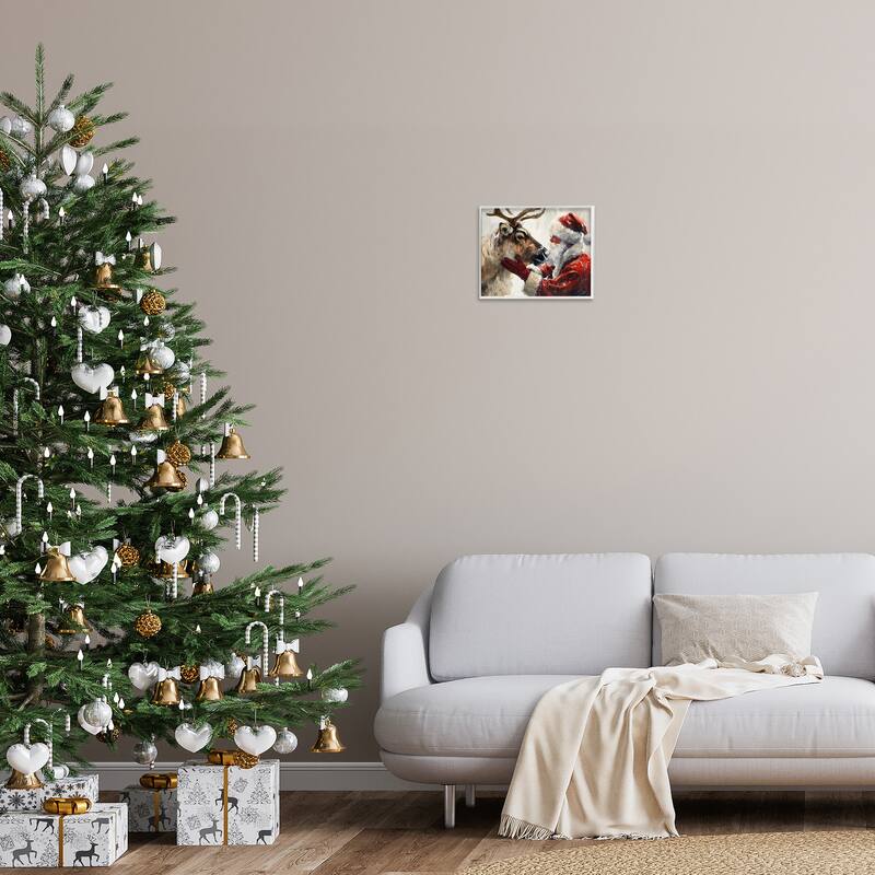 Stupell Traditional Santa & Reindeer Framed Giclee Art Design By Arlington Prints