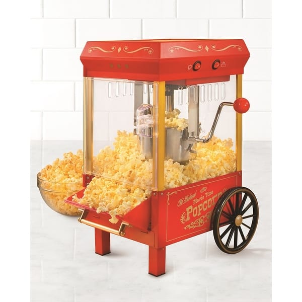 Nostalgia Theater Style Hot Oil Popcorn Machine with Nonstick 6 oz Kettle  Red