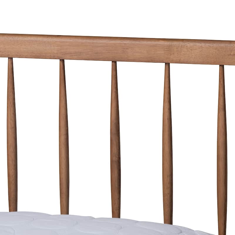 Mid-Century Modern Platform Bed - Ash Walnut Wood Full Size Bed Frame - Low Profile Bedroom Furniture