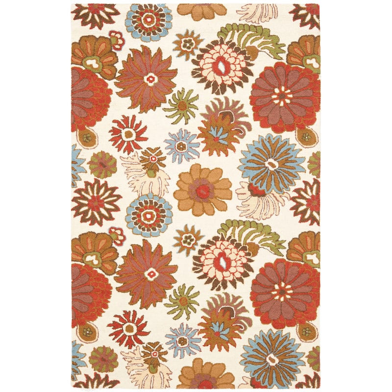 SAFAVIEH Handmade Blossom Arpita Modern Floral Wool Rug - 5' x 8' - Ivory/Multi