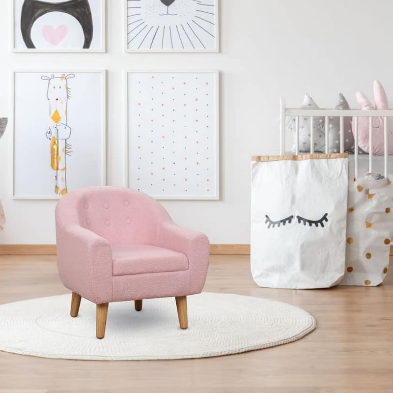 Aria Home Pink Kids Club Chair Plush Teddy Fabric Armchair for Kids