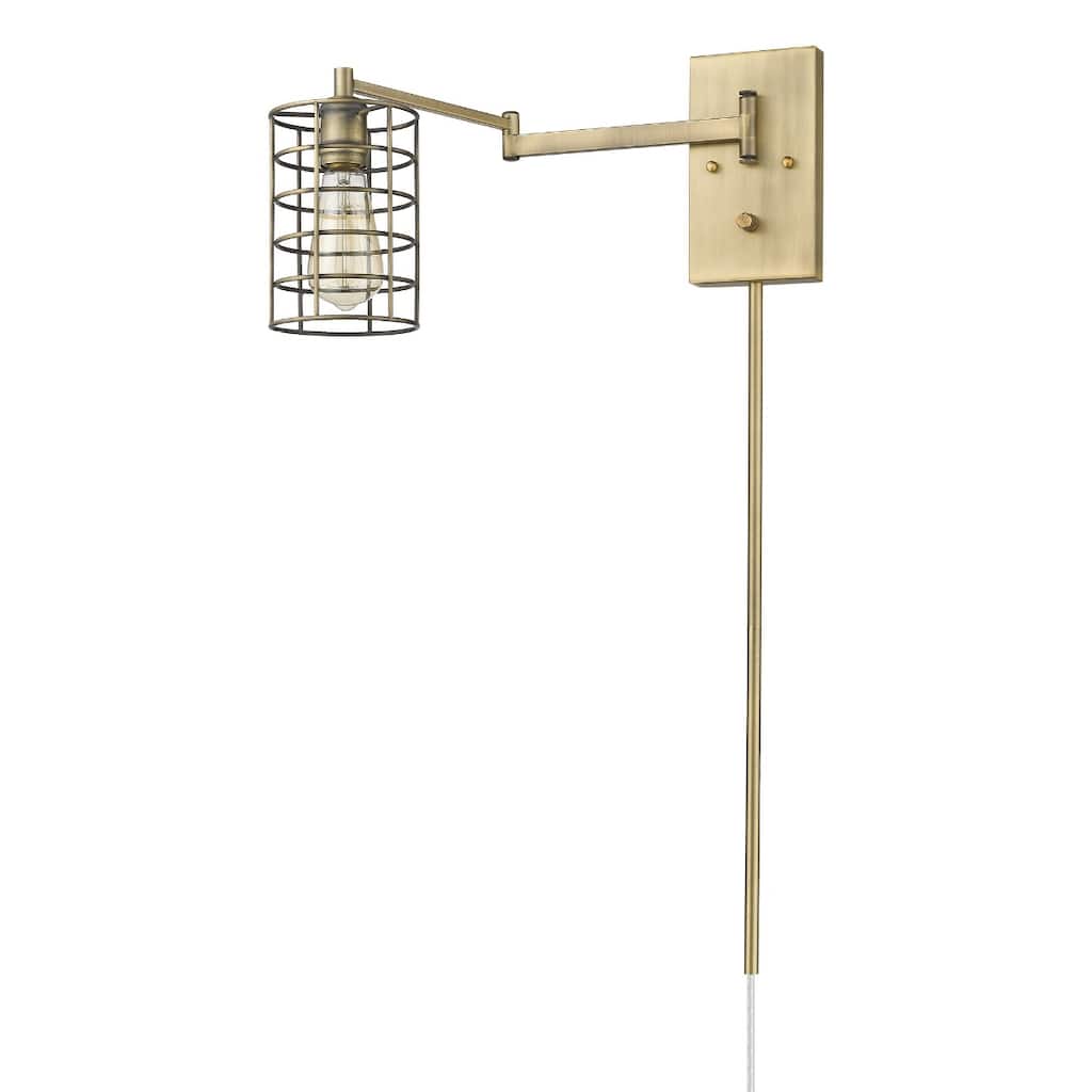 32"H Modern Plug-in Wall Sconce with LED Option and Dimmable Hanging Light Fixture Steel Frame - 32" H x 5" W x 20.75" D