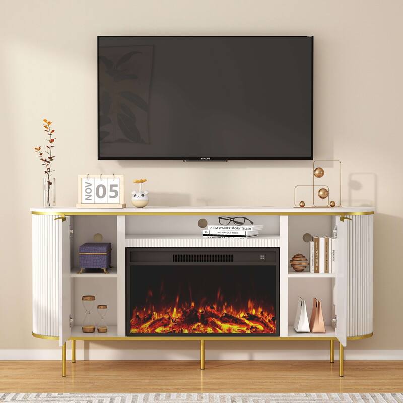 67" Electric Fireplace TV Stand Console Table for TVs up to 75"