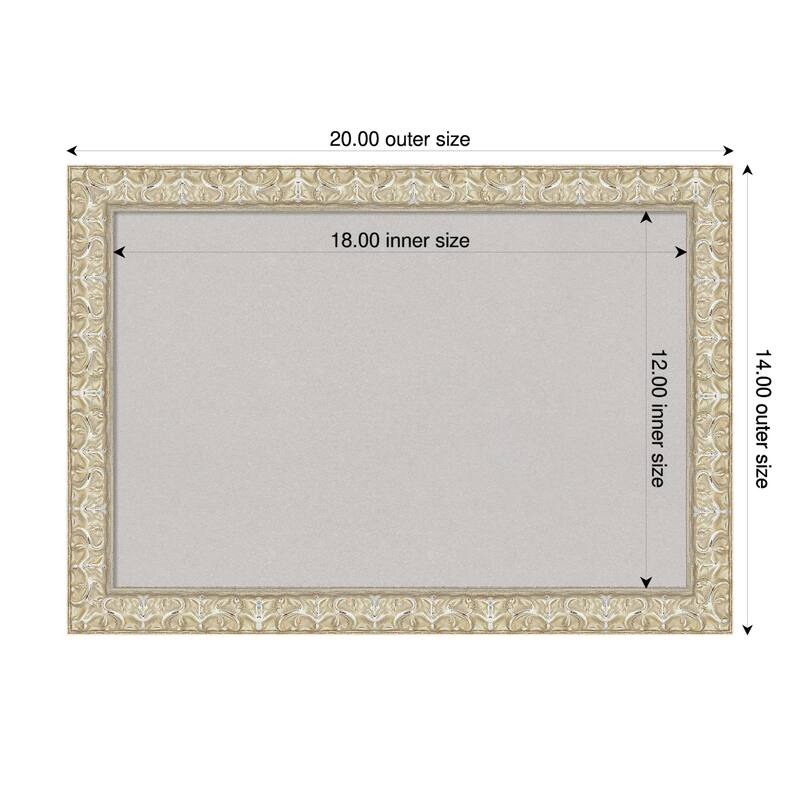 Lila Silver Wood Framed Cork Board - Bulletin Board, Organization Board, Pin Board - Grey - 20 x 14 in