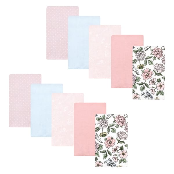 slide 1 of 1, Hudson Baby Infant Girl Cotton Flannel Burp Cloths, Vintage Blossom 10 Pack, One Size - Vintage Blossom 10 Pack - One Size One Size - Vintage Blossom 10 Pack