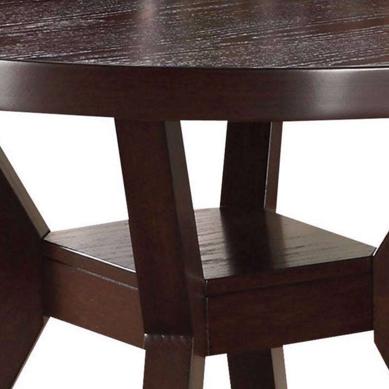 Round Wooden Dining Table, Espresso Brown