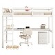 preview thumbnail 9 of 38, Twin Loft Wood Bed.Under-bed Built-in Desk and Storage Cabinet,Classic Wooden Bed Down Table